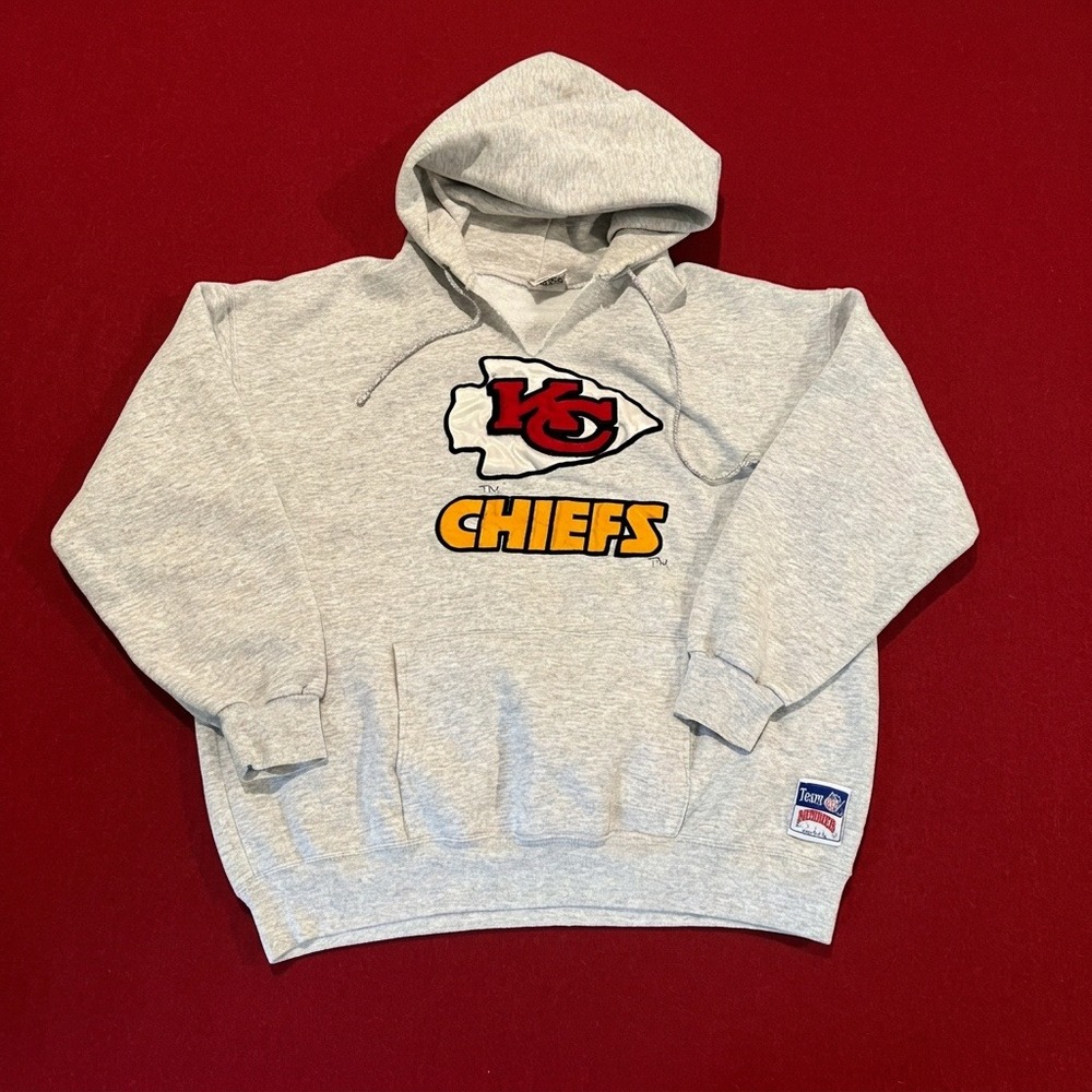 Vintage Nutmeg Mills Kansas City Chiefs Hoodie XL Gray Made in USA NFL Pullover